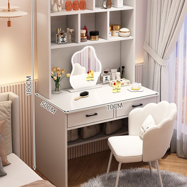 심플 웨화 화이트 싱글 테이블 + 화장대 [수납장 전체가 보입니다] 70cm