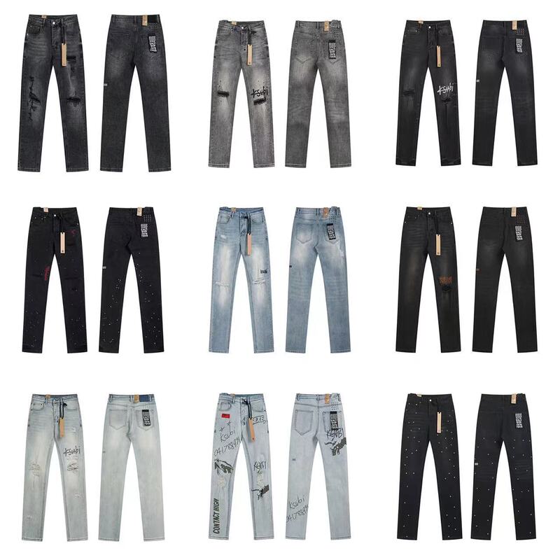 Cross-Border European and American Foreign Trade Wholesale Ksubi High Street Slim Fit Skinny Stretch Jeans for Couples, Unisex Style