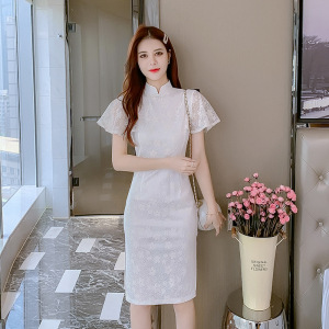 改良版旗袍式连衣裙子女装夏装2021年新款小个子蕾丝裙年轻款少女