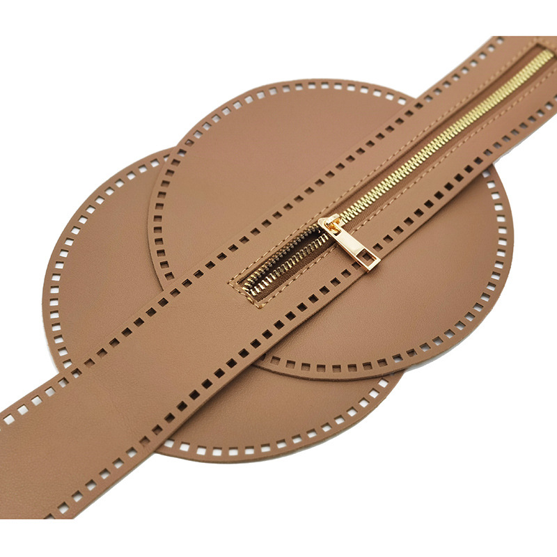 (다크 브라운 라운드) 가죽 메쉬 3 피스 세트