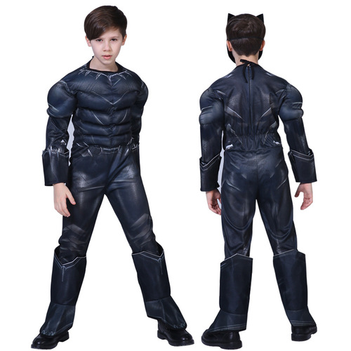 Halloween Black Panther COSPLAY Clothes Children's Performance Costumes Animation Performance Muscles Captain America 3 Costumes