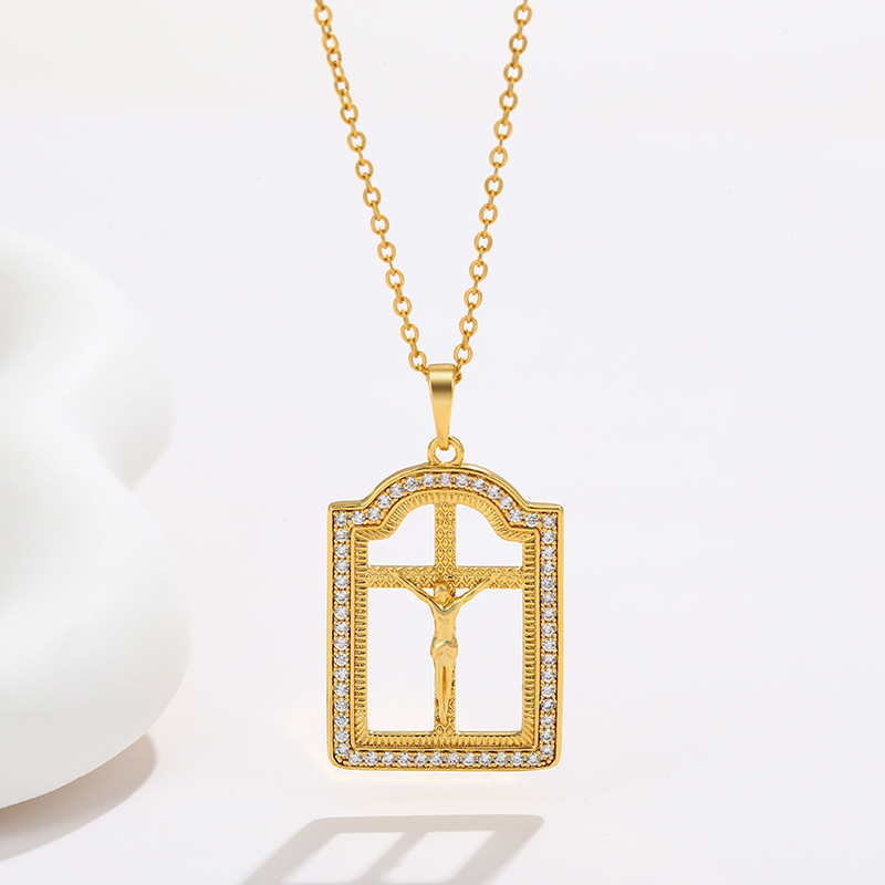 Xuping aleación cuadrada personaje colgante de cruz joyas de colgante único personalidad transfronteriza europea y americana hombre collar de hip hop hombre