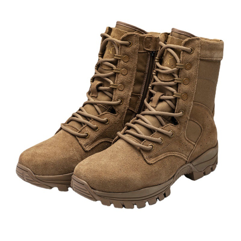 New Brown Combat Boots Men's Boot Winter Topcoat Cowhide Boots Mountaineering Boots Durable, Waterproof, and Puncture Resistant Tactical Boots_voghion.com