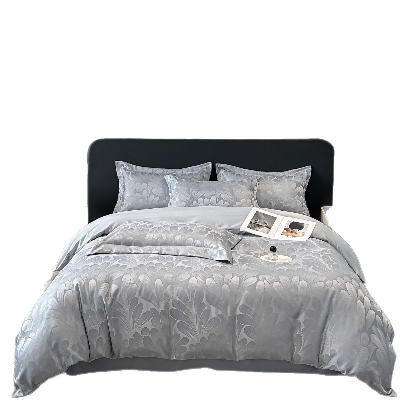 Parure de lit en soie glacée et jacquard tencel de luxe_voghion.com