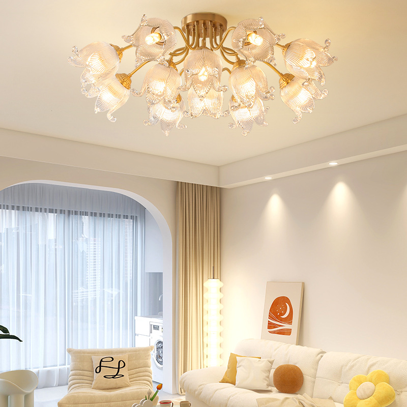 América de cobre ligero lujo sala de estar lámpara principal moderna simple atmósfera alta lámpara de comedor candelabro de estilo francés lámpara de habitación