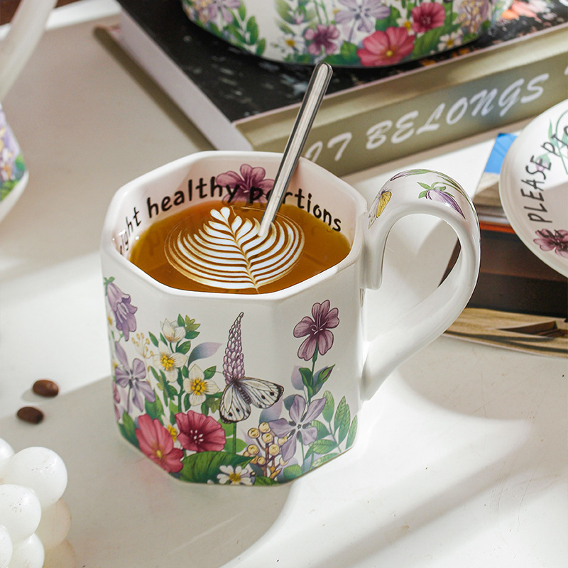 Dream Violet diseñador cooperativo original retro estilo de acuarela de cerámica de moda tazas de café platos de refrigerio plato