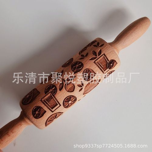 Roller Beech Rolling Pin Laser Engraved Pattern Rolling Pin, Internet Popular Style, Floral Pattern, Ideal for Baby Food and Pastries