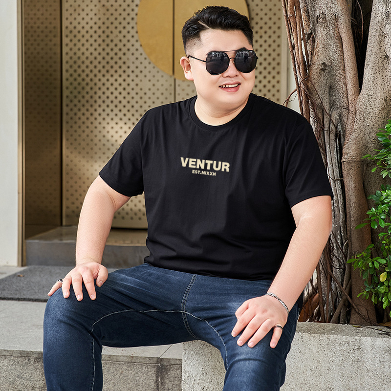 2025 new fat cotton loose short sleeve T-shirt plus size plus fat crew neck fat guy T-shirt 300kg base shirt 2025 new fat cotton loose short sleeve T-shirt plus size plus fat crew neck fat guy T-shirt 300kg base shirt