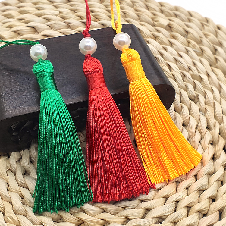 8CM书签短胖流苏加珍珠U盘扇坠梳子发饰手机印章红包小吊穗挂件