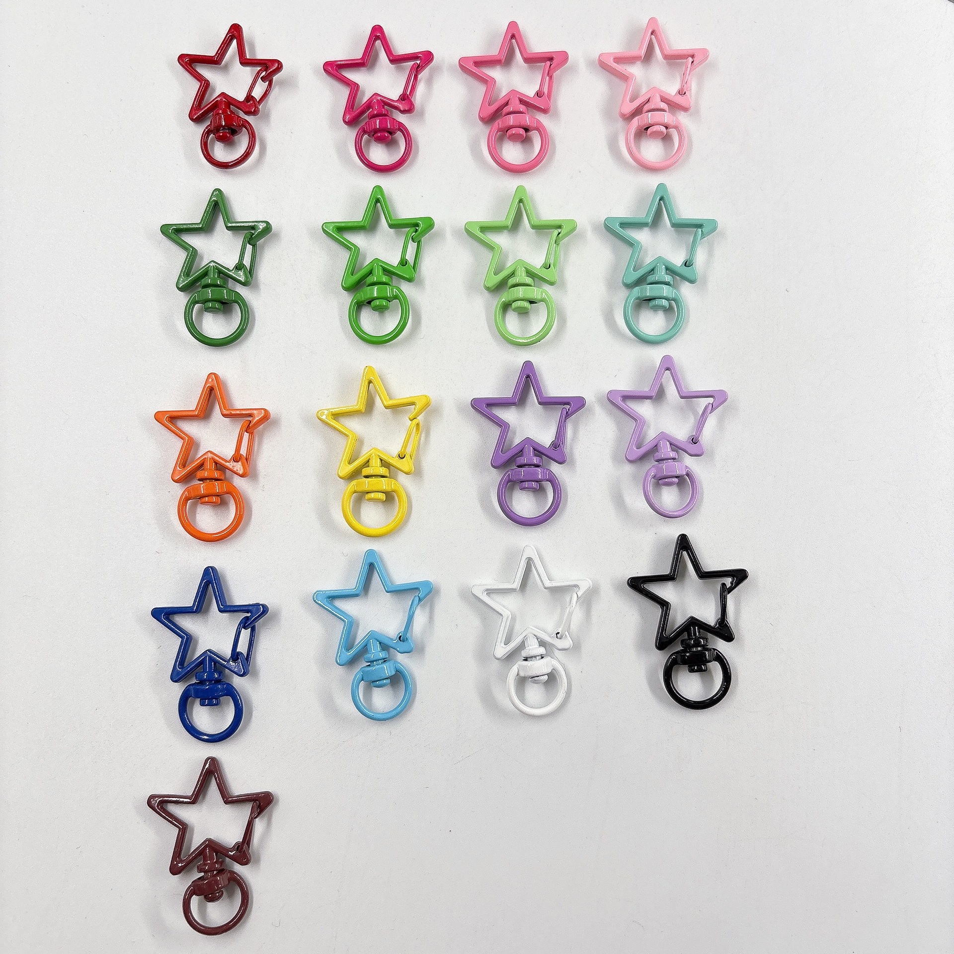 Color pintado hebilla de estrella de cinco puntas hebilla de langosta hebilla de perro hebilla de Primavera de aleación llavero bricolaje colgante accesorios de joyería