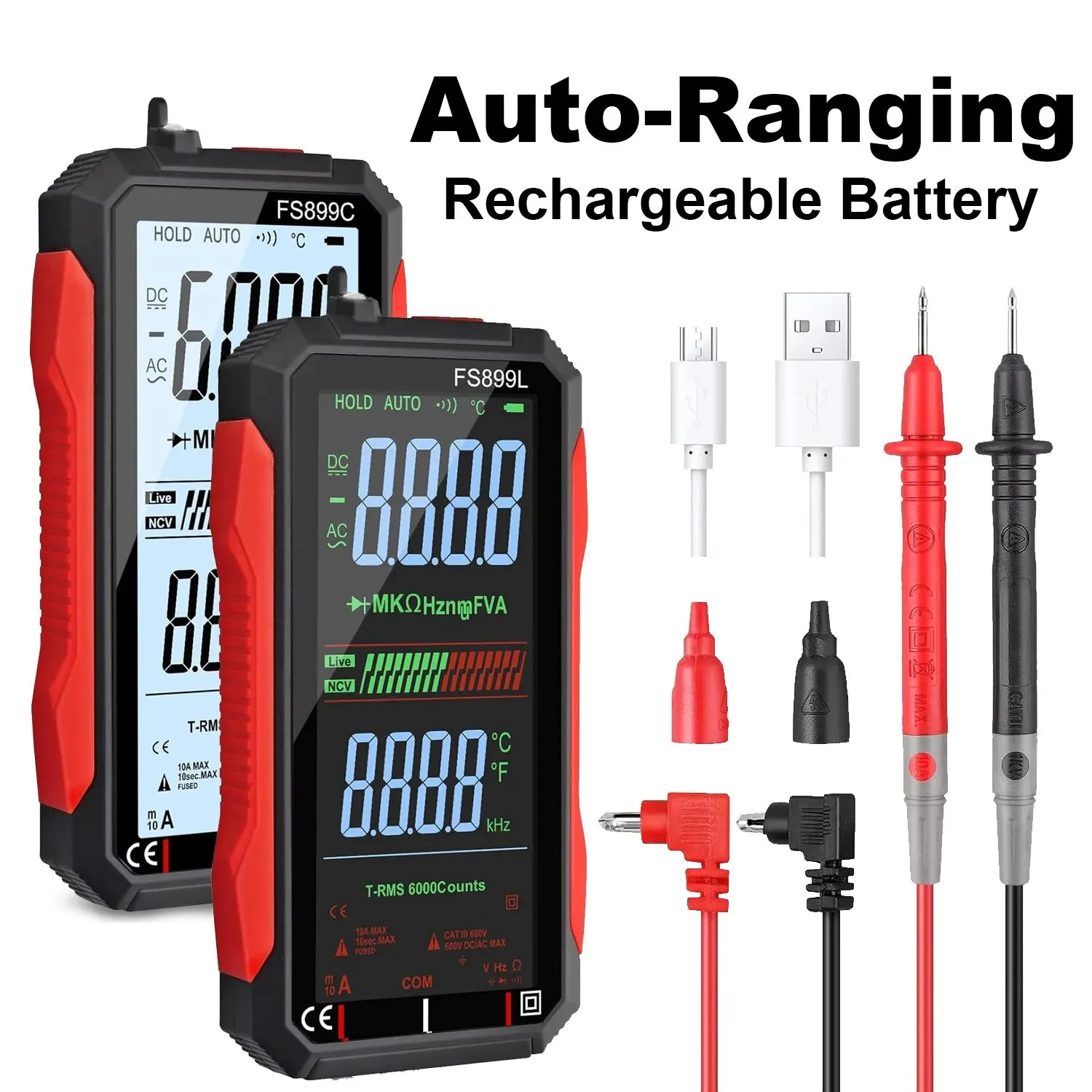 FS899C Rechargeable 4.8-inch Large Screen 6000 Meter Intelligent Digital Multimeter Automatic Positioning