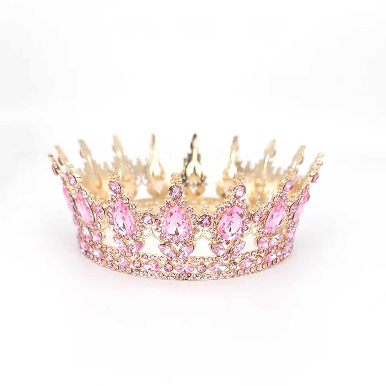 Europa y los Estados Unidos barroco transfronterizo gota de aleación corona de cabeza de novia accesorios de fotografía de boda redonda bar mitzvah cabeza