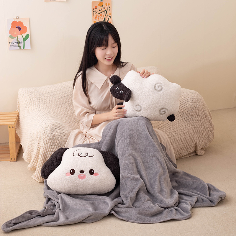 Cojín de aire acondicionado creativo encantador para perros y ovejas, muñecas de regalo para niñas, sofá, cojín de dormitorio