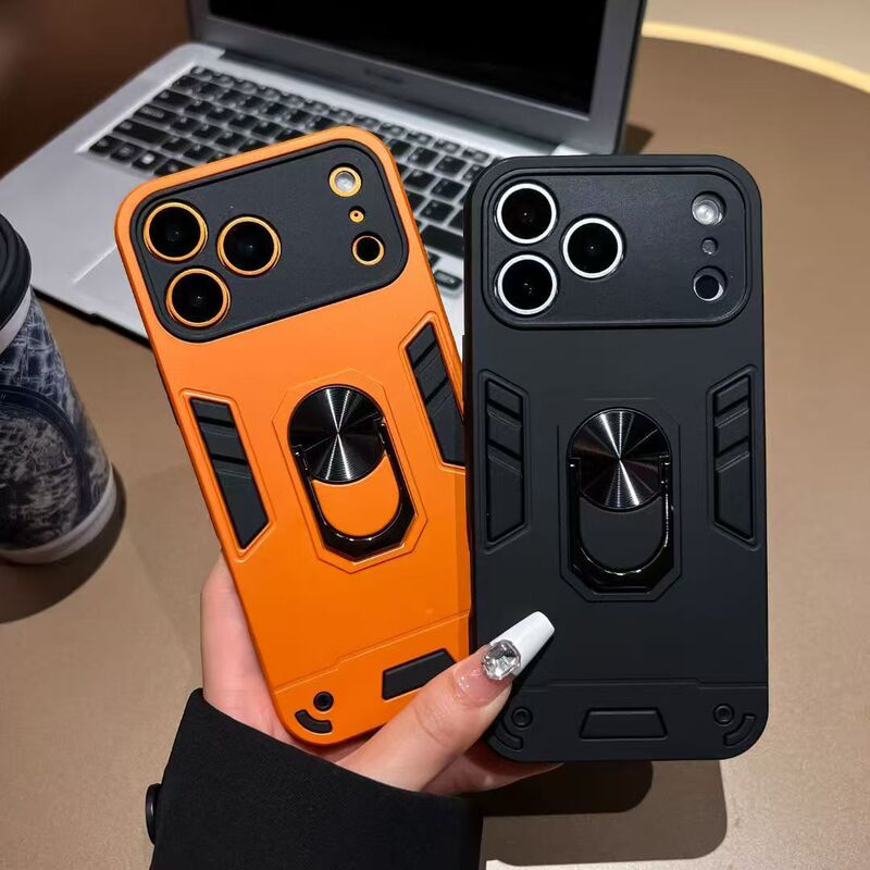 Men's Trendy Shockproof 360 Ring Stand Armor Two-In-One Phone Case for iPhone 17 Pro Max