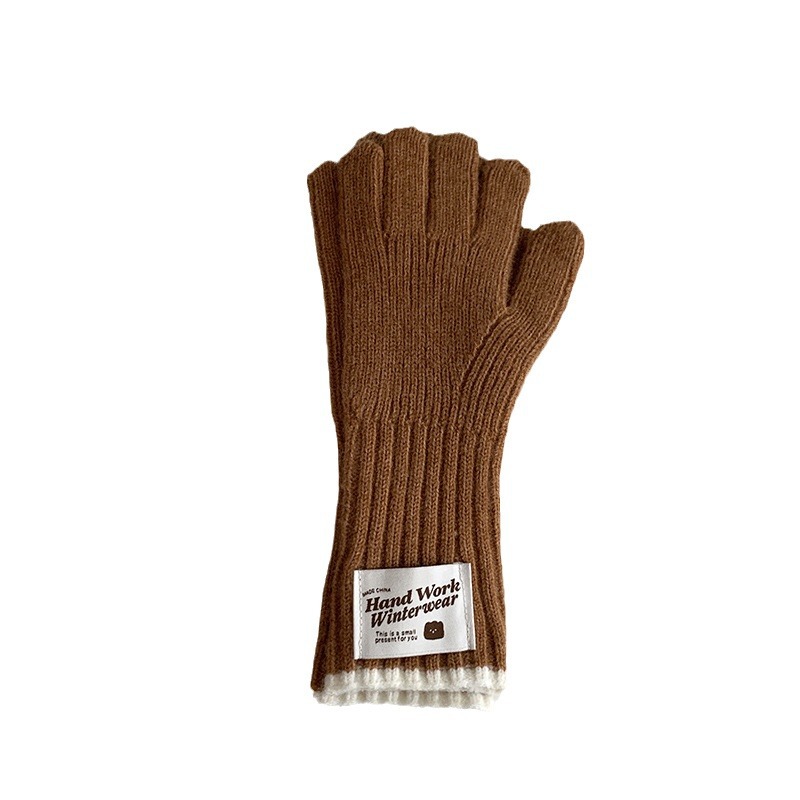 Guantes de invierno caliente pantalla táctil coreana dedo de moda para estudiantes al aire libre guantes de lana de punto a prueba de viento al por mayor