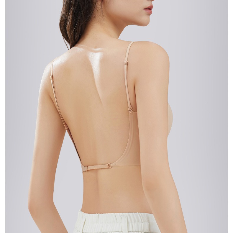 Invisible sensación de nube gran espalda abierta cruzada en forma de U hermosa ropa interior sin costuras tiras de gelatina cómoda, transpirable y sexy
