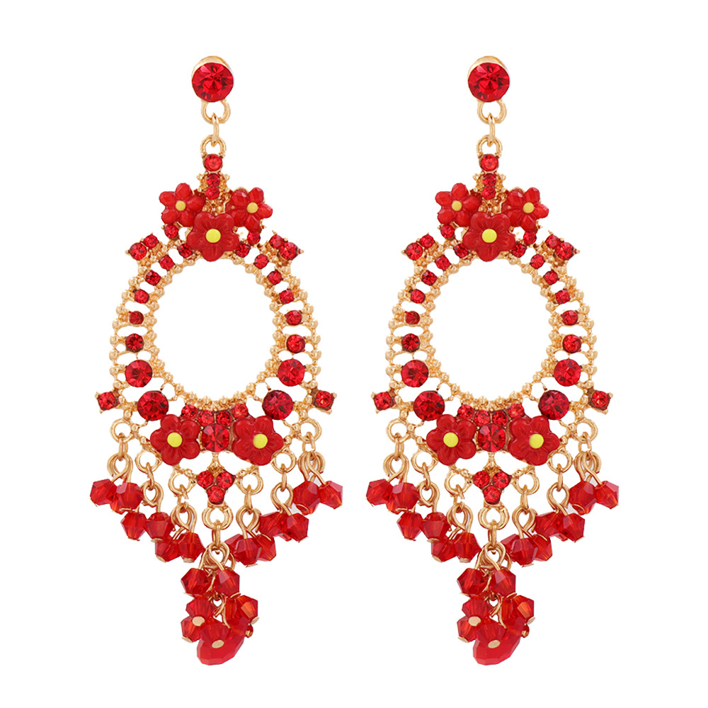 Fashion Rhinestone Long Carved Bohemian Alloy Earrings Wholesale display picture 2