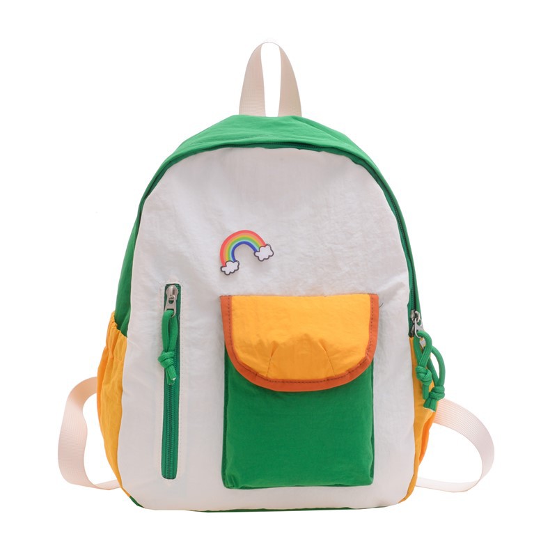 Jardín de infantes bolsas escolares estilo coreano color contraste mochila arco iris para niños y niñas mochila de viaje ligera para niños
