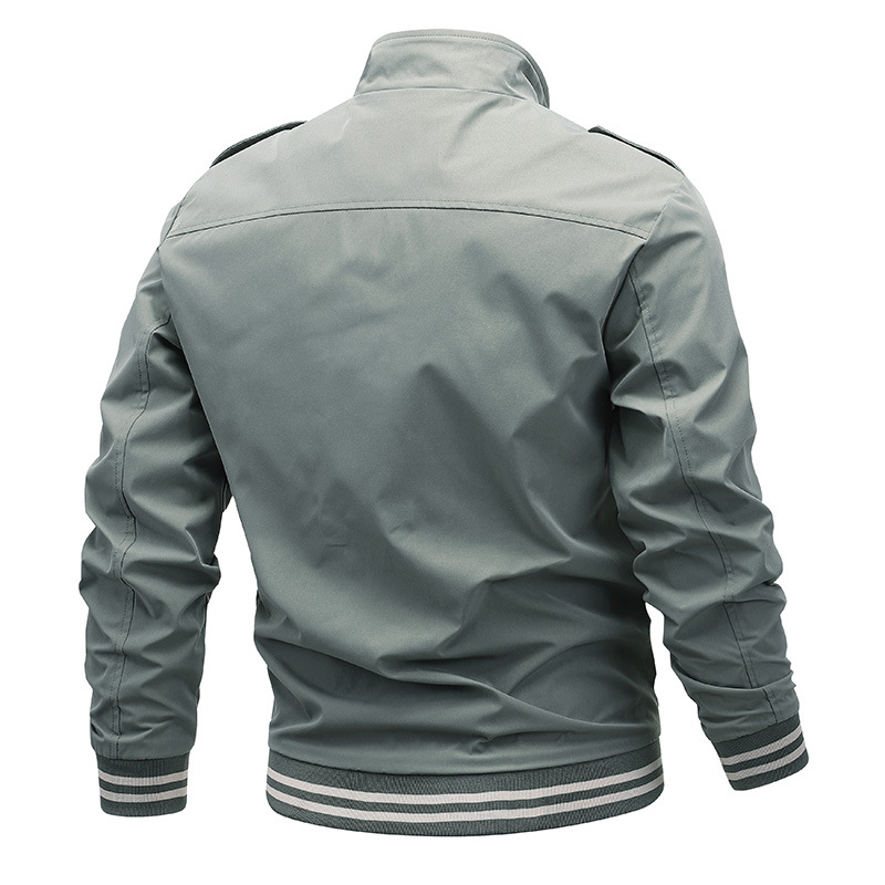Transfronterizo de otoño chaqueta de hombre nueva moda de ropa de cuello vertical de primavera y otoño relajado chaqueta de color sólido