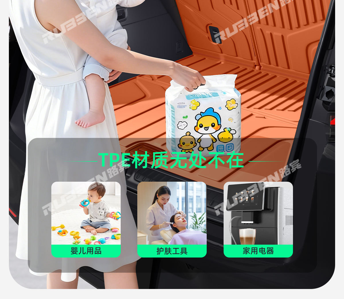 Suitable for Byd Fang Cheng Bao Titanium 7 Trunk Integrated Tpe Mat in Original Car Color Series
