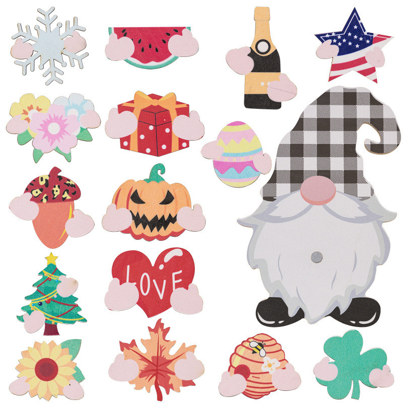 15 Pieces of Replaceable Wooden Dwarf Decorations DIY Holiday Seasonal Face Dwarf Ornaments Layered Tray Gnomes 15 Pieces of Replaceable Wooden Dwarf Decorations DIY Holiday Seasonal Face Dwarf Ornaments Layered Tray Gnomes