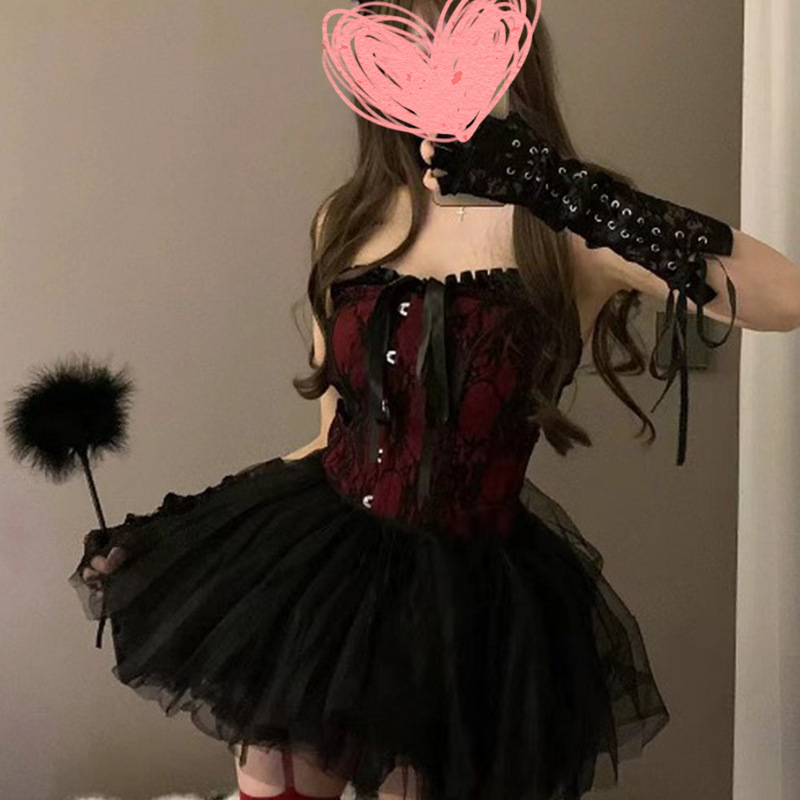 Halloween Sexy Court-Style Lace Tube Top Corset Pure Desire Waist Cincher Can Be Paired with a Tutu Skirt Dark Princess Style