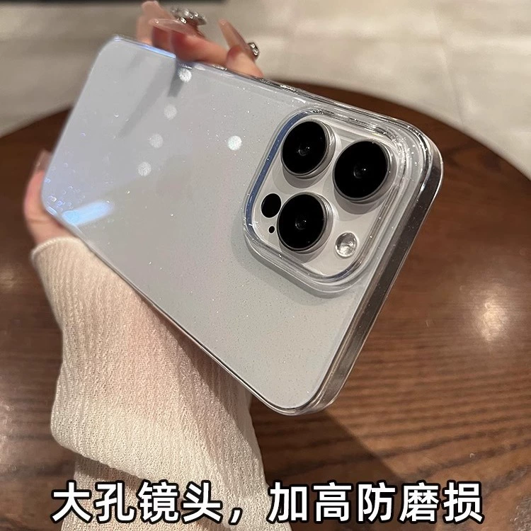 Чехол для телефона Apple iPhone 15 (совместимый) — премиум поли карбонат прозрачный с блёстками, защита от падений