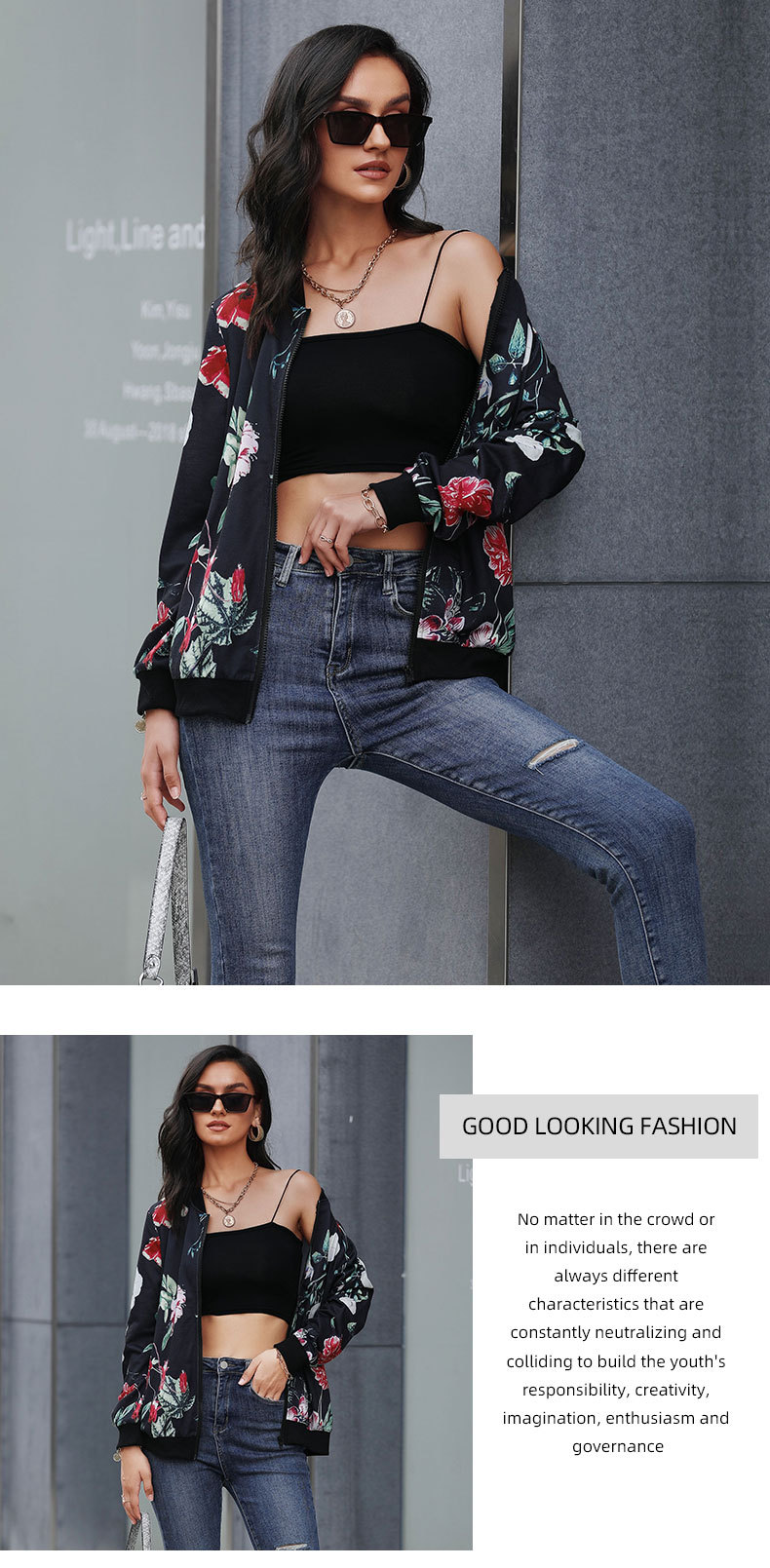 autumn long-sleeved floral printed jacket nihaostyles wholesale clothing NSDMB93685