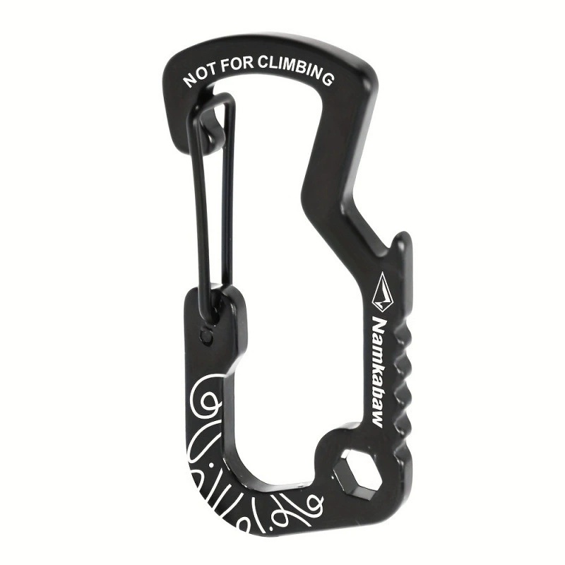 Ready-made aluminum quick-hook, multi-function printed D-shaped buckle, outdoor spring hook multi-purpose buckle, metal kettle buckle