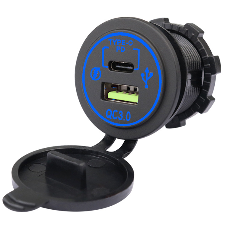 Cross-Border Car, Motorcycle, Rv, Car Charger, Mobile Phone Charger, Modified Car Charger Qcpd with Aperture