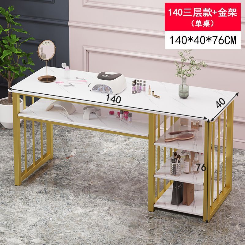 ネイルサロンマニキュアチェア長方形化粧テーブル小さなアパートガールハートイン千鳥格子二層マニキュアテーブルセット|undefined