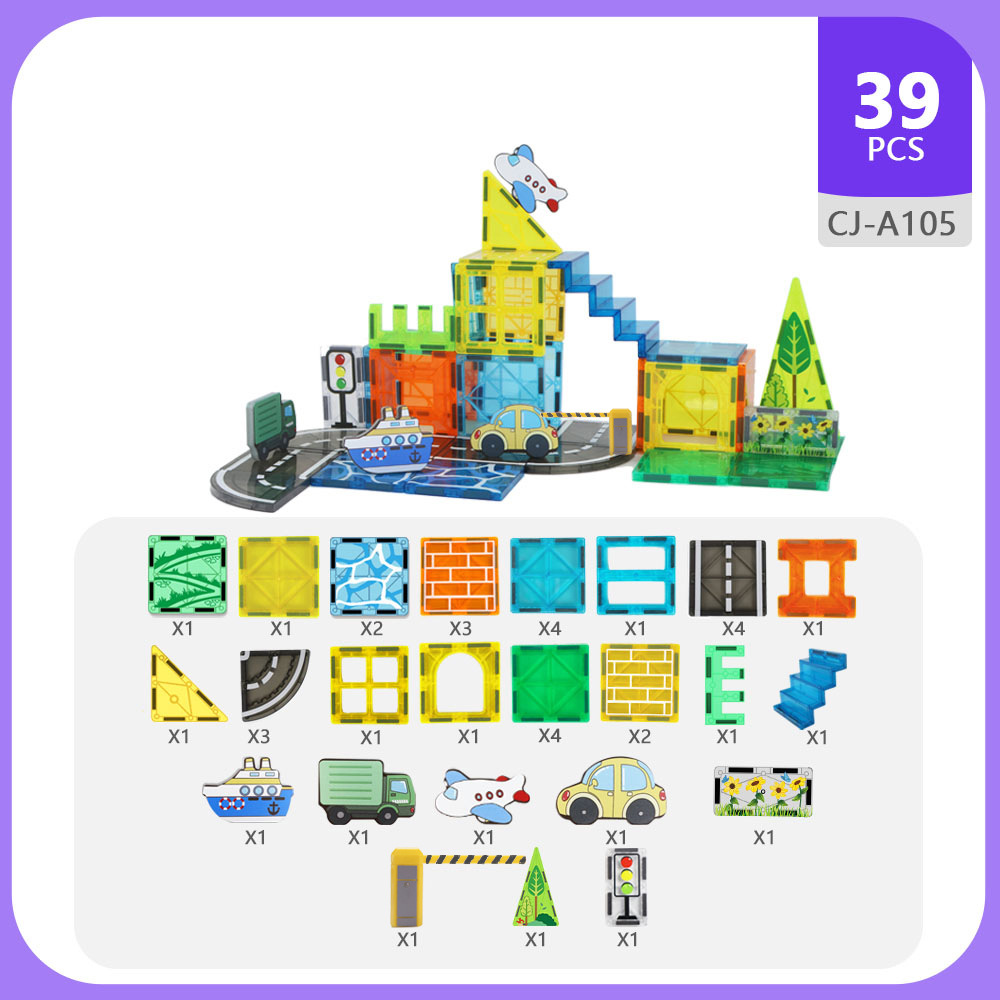 Magnetic World Children's Magnet Stick Impresión y montaje de juguetes educativos Película de construcción transfronteriza Bloques de construcción de ventanas de colores Juego de pegatinas magnéticas