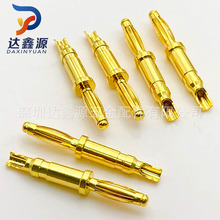 跨境工厂现货供应镀金灯笼公母针鼓簧插针2.0医疗线束香蕉铜针孔