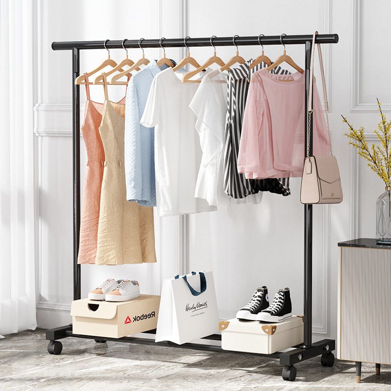 Simple coat rack hanger floor bedroom home use bedroom clothing storage rack movable simple coat stand display rack