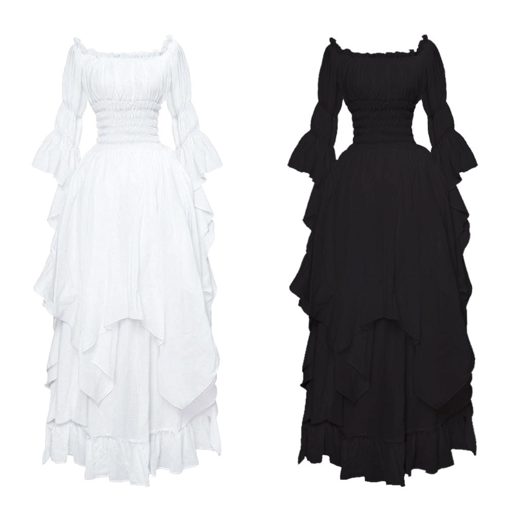 Medieval Lace Trumpet Sleeve Dress Retro Gothic Dress Cos Suit Two-Dimensional Animation
