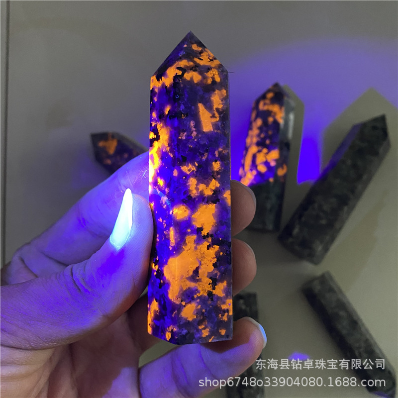 批发天然火焰石水晶柱火灵石原石打磨单尖六棱水晶柱家居办公摆件-阿里巴巴