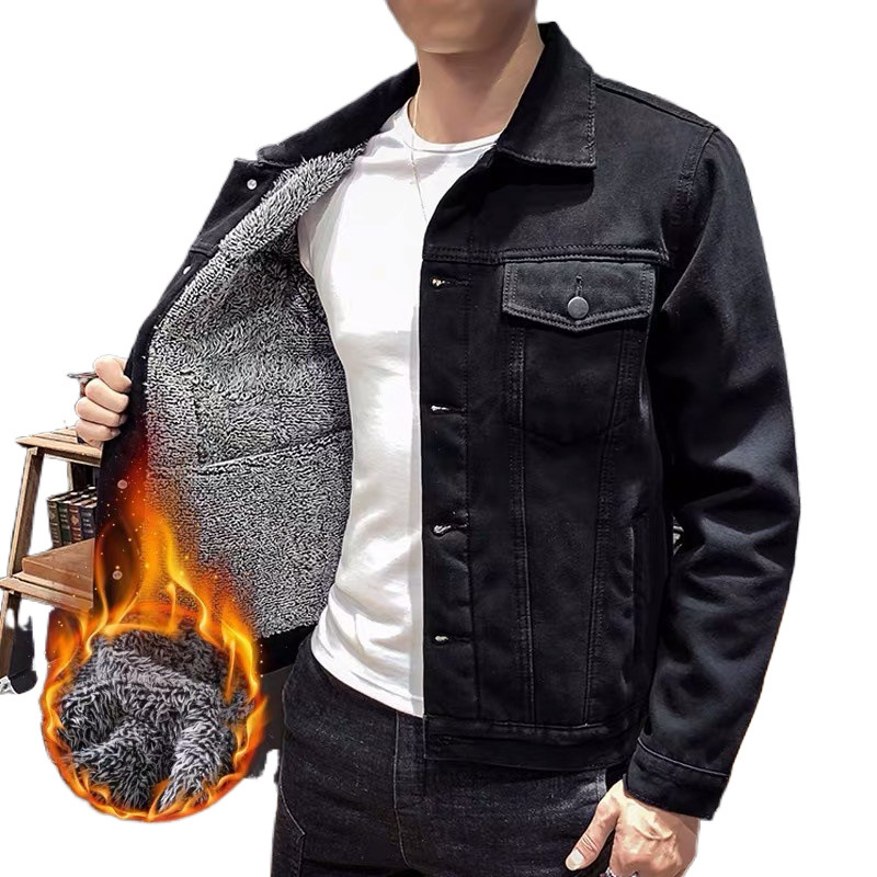 겨울 기모 두꺼운 데님 재킷 남자 가을과 겨울 따뜻한 패셔너블 루즈 탑 캐주얼 올 매치 남자 자켓