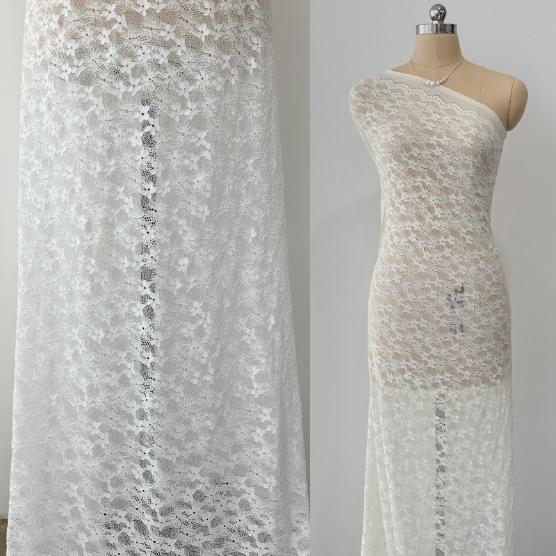 Tejido de encaje primavera-verano tejido de encaje elástico de brocado impresa tela de encaje base de chaqueta vestido base