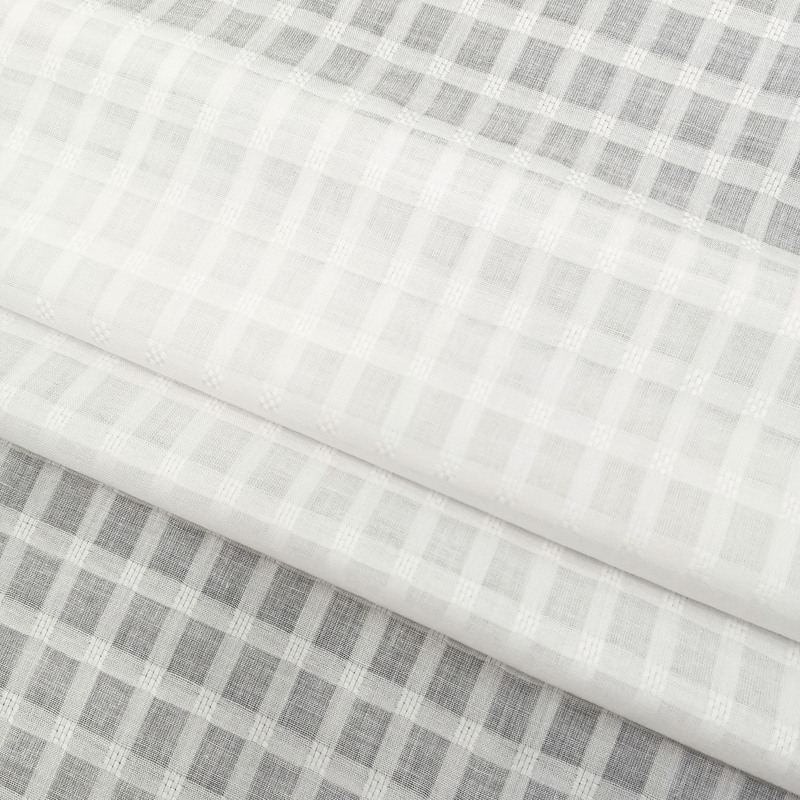 All-Cotton Gauze Jacquard Plaid Fabric, Lightweight and Breathable Summer Shirt Dress Fabric for Women's and Children's Clothing Ss18075