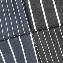 现货批发条纹色织无弹仿牛仔面料春夏高端衬衫连衣裙工服裤装布料