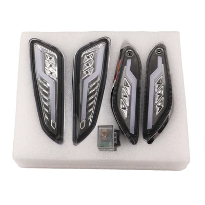 Suitable for Vespa Sprint150 Sprint Spring Motorcycle Modified Led Front and Rear Turn Signal Assembly Daytime Running Lights (Dönmə işıqları) - front-and-rear-turn-signals-white-black-front-and-rear-turn-signals