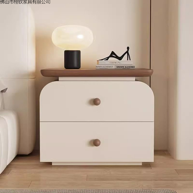 2025 New Installation-Free Medieval Cream Style Normcore Modern High-End Storage Bedroom Bedside Table