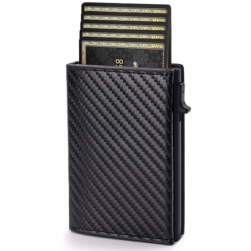 Amazon ultra delgada caja de tarjetas metálicas plegables RFID antirrobo cepillo de tarjeta de crédito bolsa de tarjetas multifuncional cartera de hombre