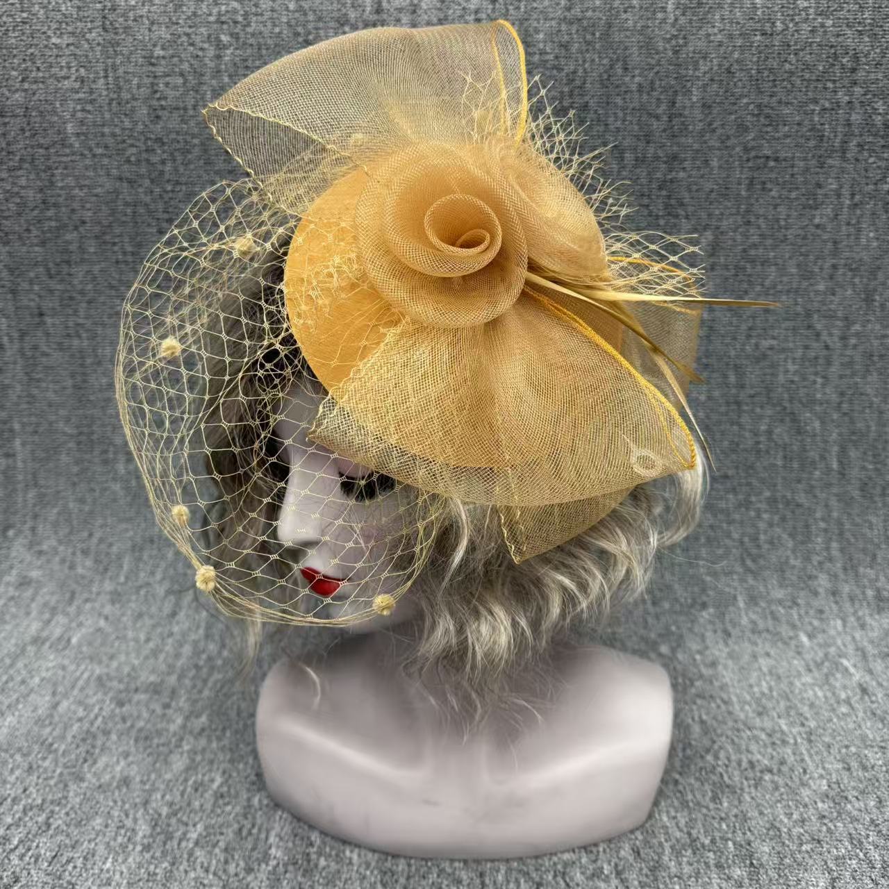 New European and American Party Hats and Headwear Bridal Mesh Bow Top Hat Horse Racing Festival Party Dance Hair Accessories