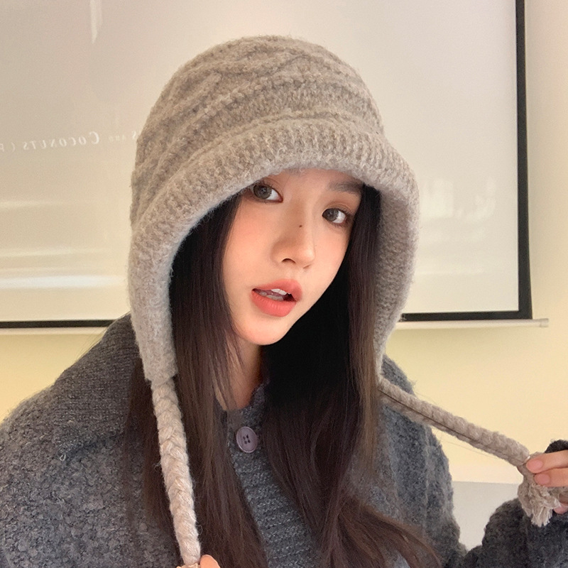 韩版氛围感秋冬季帽子女款时尚百搭针织毛线帽显脸小巴拉克拉法帽|undefined