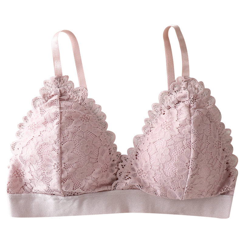 Belleza de nuevo la ropa interior de las mujeres de la piel de encaje sexy francés Triángulo Copa chica se reunieron sujetador de la correa inalámbrica sujetador image 7