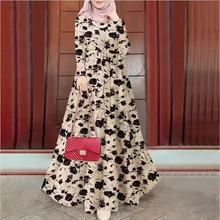 2025法式复古碎花长袖连衣裙女装春季新款赫本风方领收腰显瘦中长
