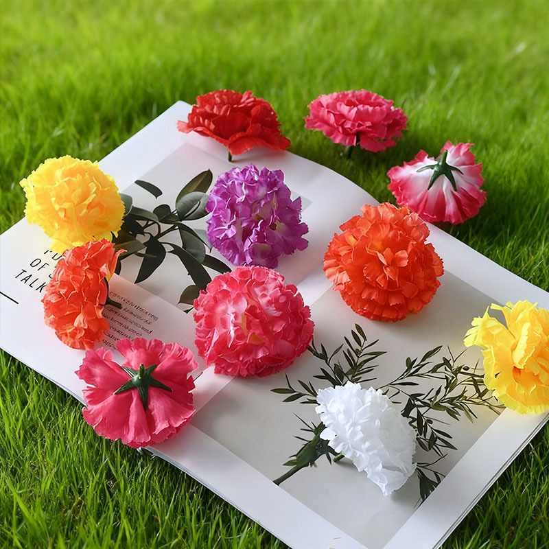 Fábrica al por mayor flores de simulación de flores de caléndula decorativas festivas escenario de diseño flor de clavo flor flor de claveles flor decorativa