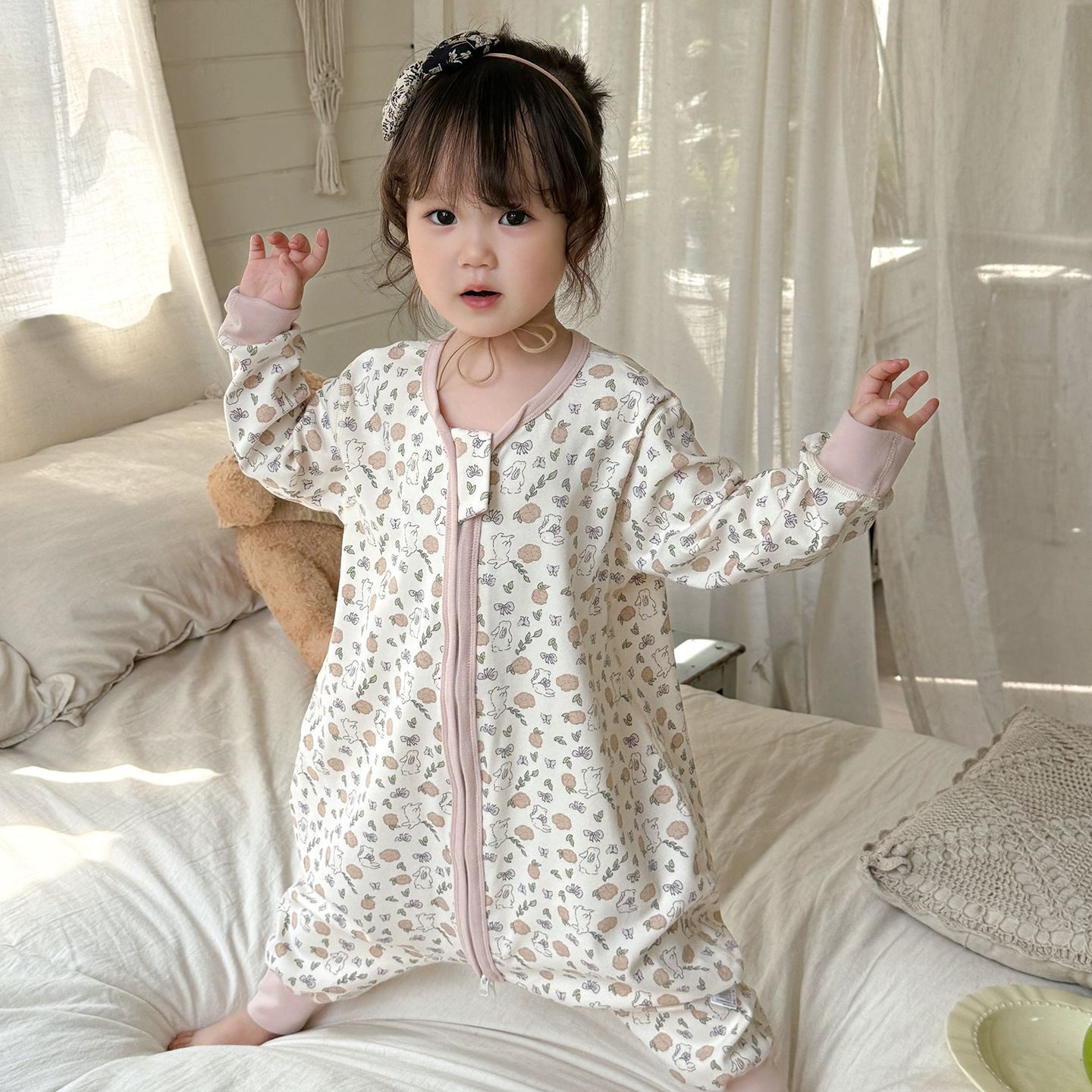 2026 New Spring, Autumn, and Winter Baby Sleeping Bag 7A Antibacterial Children's Anti-Kick Split-Leg Baby Onesie Seamless for All Seasons