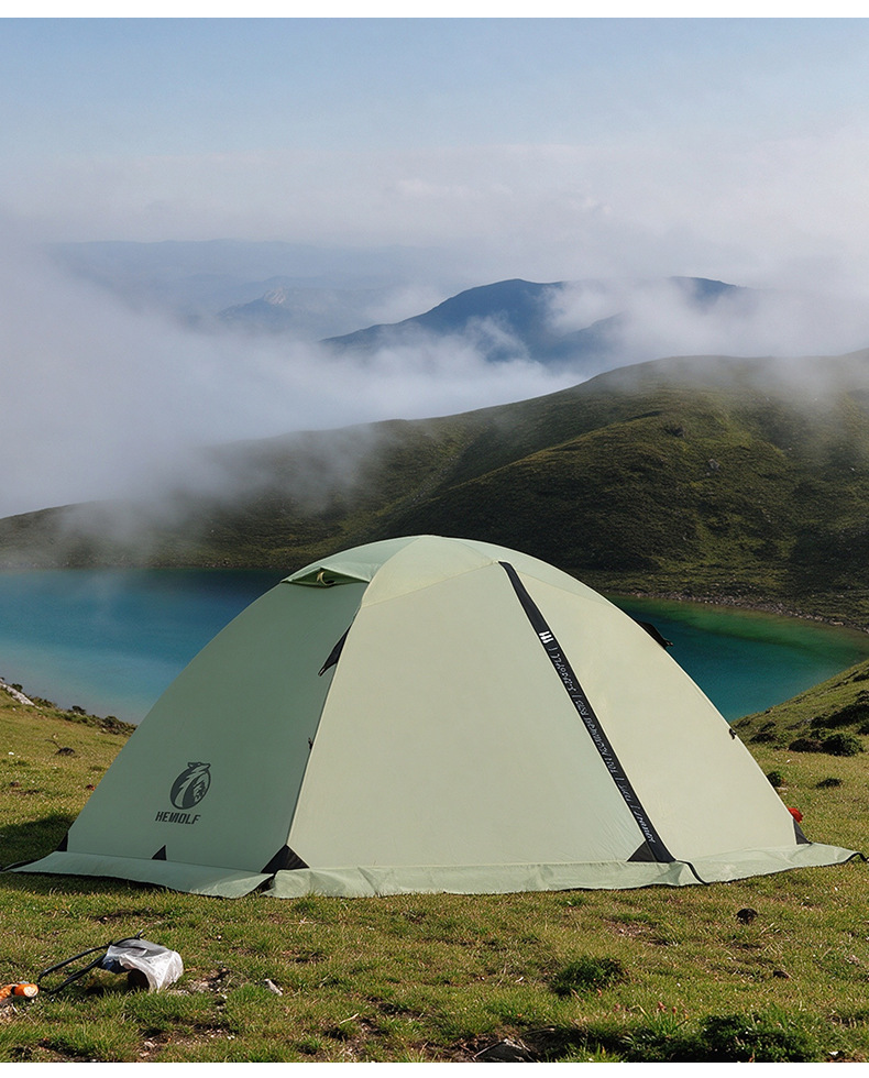 Cross-Border Outdoor Camping Tent, Professional Hiking and Mountaineering Tent, All-Aluminum Pole, Double-Layer Rainproof, Portable Camping Equipment